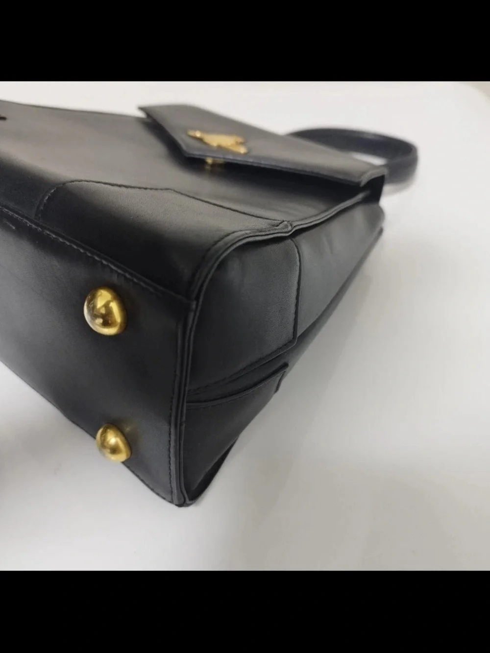 Vivienne Westwood Black Leather Top-Handle Satchel with Gold Orb